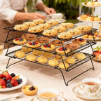 Collapsible Cooling Rack, Metal Wire Baking Tray, Stackable Drying Rack with Adjustable Four-Position Design, Suitable for Grilling While Camping, Ideal for Baking And Cooling And Cakes