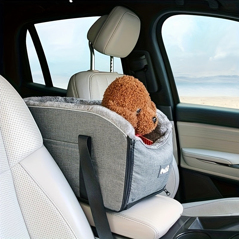 PETFANGFANG Cozy Pet Car Seat - Portable Dog & Cat Travel Bag with Secure Buckle Closure, Polyester Material for Small to Medium Pets
