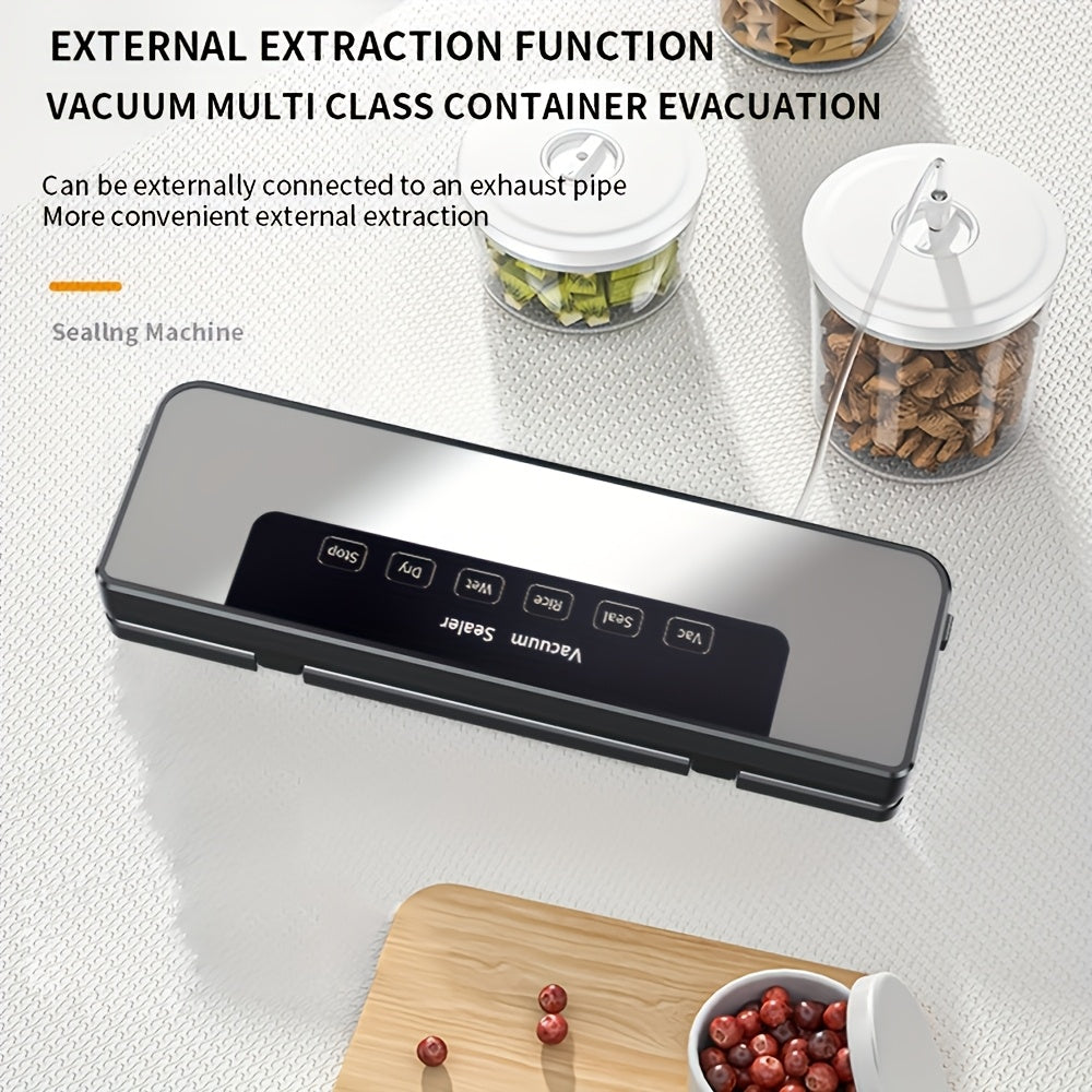 Electric Automatic Vacuum Sealer with 55pcs Pouches, Dry/Wet Dual Mode, Compact Machine, Easy to Disassemble And Clean, Keeping Meat, Vegetables, Fruits, Grains Fresh, Without Battery
