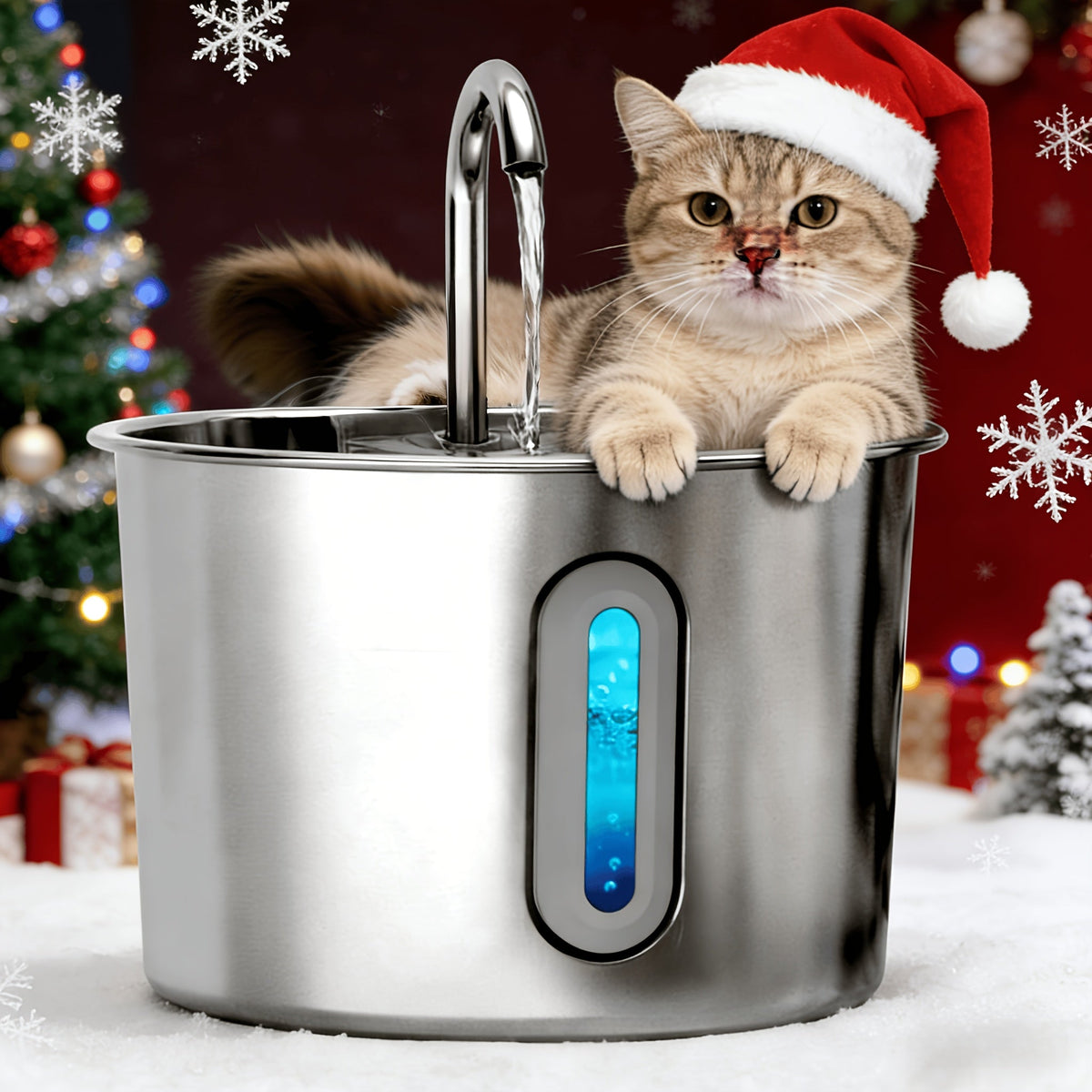 304 Stainless Steel Cat Water Fountain with Silent Pump, Visible Water Level Window, Multi-Filter System, USB-Powered, No Battery Needed, Ideal for Indoor Cats, Cat Water Fountain Indoor, Modern Pet Accessory, Durable Petware