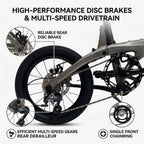 17 lbs Carbon Fiber Folding Bike — Featuring 16-inch wheels, disc brakes, and a Shimano Tiagra drivetrain