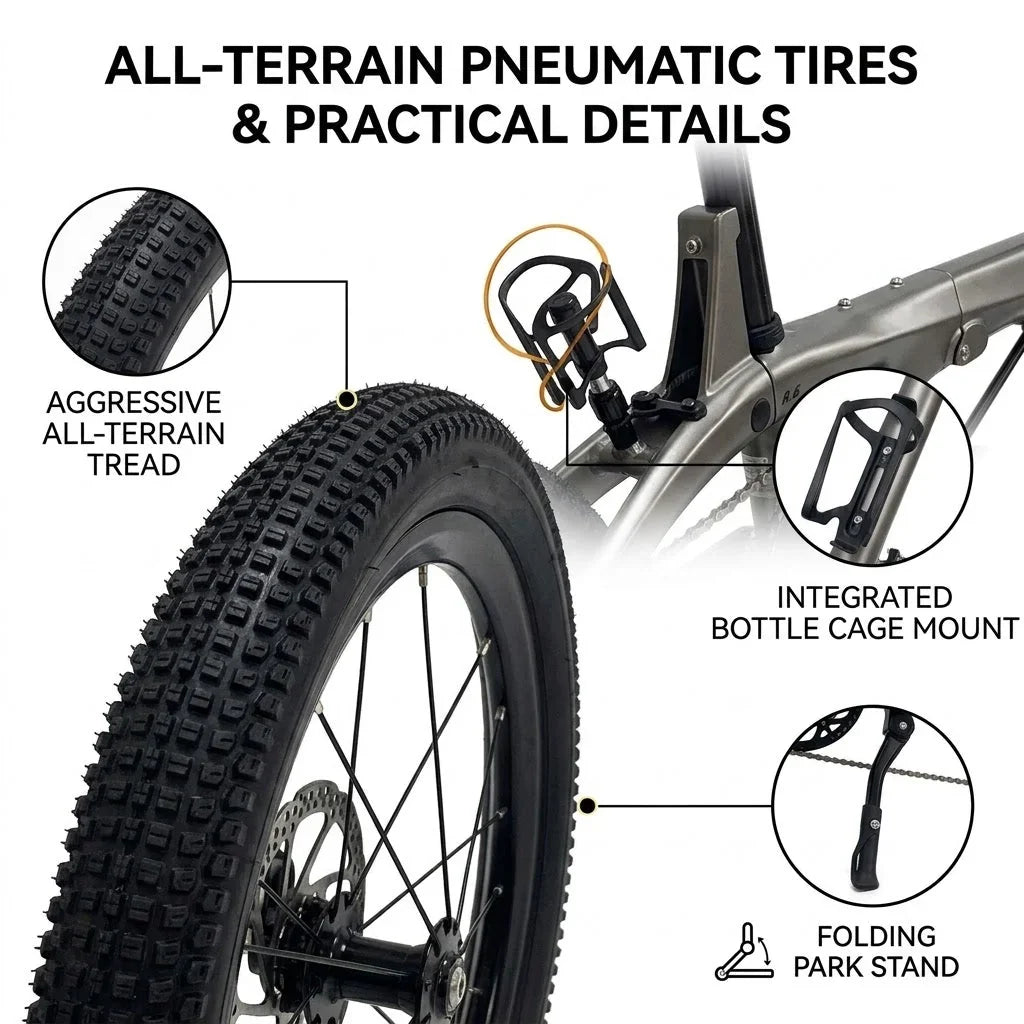 17 lbs Carbon Fiber Folding Bike — Featuring 16-inch wheels, disc brakes, and a Shimano Tiagra drivetrain