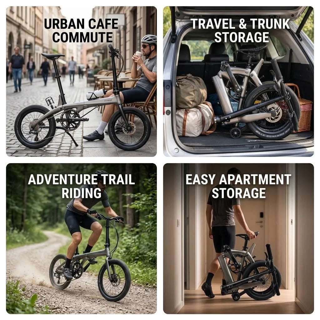 17 lbs Carbon Fiber Folding Bike — Featuring 16-inch wheels, disc brakes, and a Shimano Tiagra drivetrain