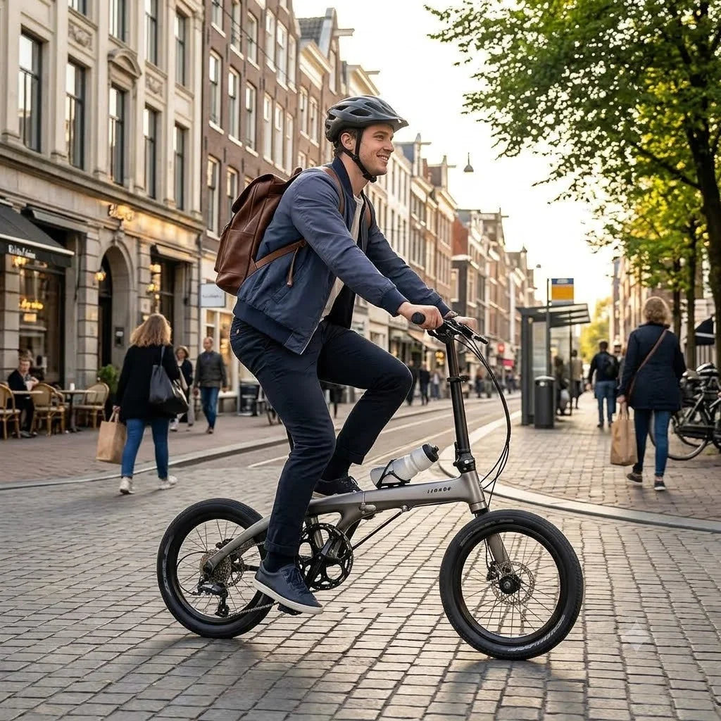 17 lbs Carbon Fiber Folding Bike — Featuring 16-inch wheels, disc brakes, and a Shimano Tiagra drivetrain