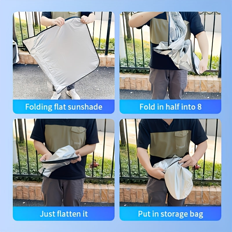 Portable Car Sunshade Protective Curtains, High-Quality Fabric, Easy to Fold And Store, Flexible Sun Visors, Car Front Windshield Sunshade Covers, Fashionable Car Accessories, Sleek Design