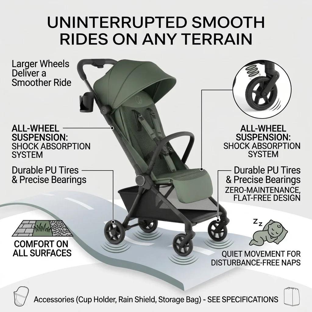11.5 lbs Lightweight Travel Stroller | One-Second Auto Fold | Airplane Carry-On Compatible | Full Recline