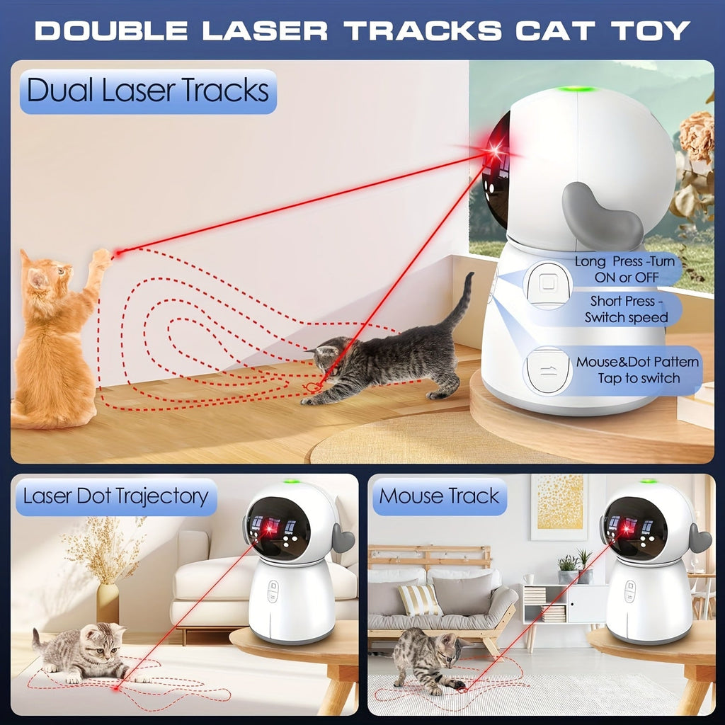 Rechargeable Interactive Cat Toy with Dual Laser Modes and Motion-Activated Fun for Bored Indoor Adult Cats