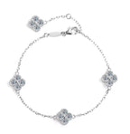 S925 Silver Four Leaf Grass Diamond Bracelet Full D Moissanite Adjustable Chain Wedding Engagement Party Women Birthday Gift