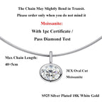 2/3/4CT Oval Cut D-Color VVS1 Solitaire Moissanite Pendant Necklace 1.5mm Solid Choker S925 Sterling Silver GRA Certified Pass Diamond Tester Luxury Fine Jewelry Wedding Party Anniversary Daily Gift For Women