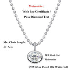 2/3/4CT Oval Cut D-Color VVS1 Solitaire Moissanite Pendant Necklace 1.5mm Solid Choker S925 Sterling Silver GRA Certified Pass Diamond Tester Luxury Fine Jewelry Wedding Party Anniversary Daily Gift For Women