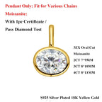 2/3/4CT Oval Cut D-Color VVS1 Solitaire Moissanite Pendant Necklace 1.5mm Solid Choker S925 Sterling Silver GRA Certified Pass Diamond Tester Luxury Fine Jewelry Wedding Party Anniversary Daily Gift For Women