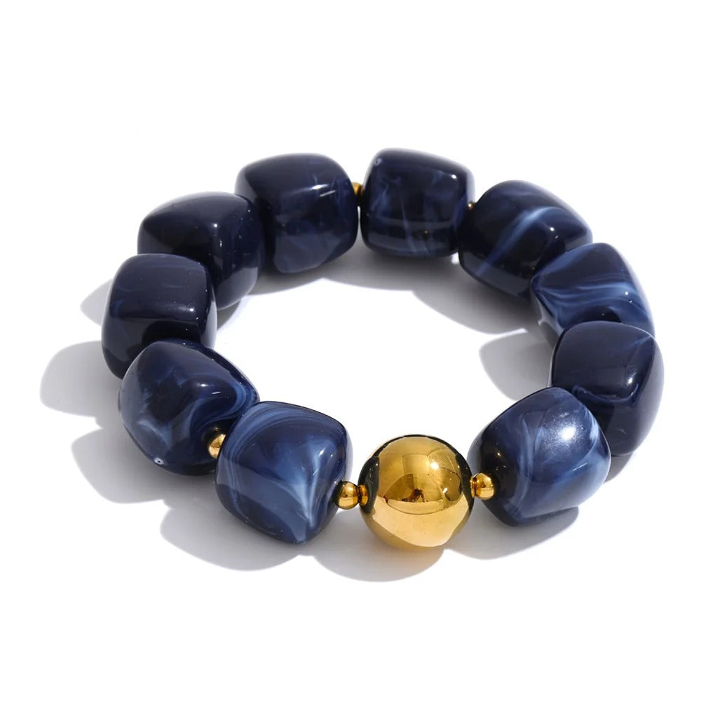 Yhpup Hot Style Handmade Jewelry Acrylic Resin Beads Chain Necklace Bracelet Stainless Steel Spring Summer Statement Accessories