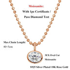 2/3/4CT Oval Cut D-Color VVS1 Solitaire Moissanite Pendant Necklace 1.5mm Solid Choker S925 Sterling Silver GRA Certified Pass Diamond Tester Luxury Fine Jewelry Wedding Party Anniversary Daily Gift For Women