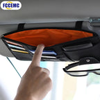 Car Glasses Storage PU Leather Multi-Function Sun Visor Point Organizer Storage Pocket Auto Sunglasses Holder Cards Organizer