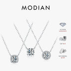 MODIAN Square & Round Halo Moissanite 925 Sterling Silver Pendant Necklace D Color VVS1 Lab Diamond Necklace For Women Jewelry