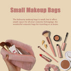 Soft Plush Quilted Cosmetic Bag Portable Zipper Makeup Organizer Cute Travel Toiletry Pouch for Women Girls