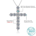 BLUEENCH Full Moissanite Cross Pendant Necklace Original 925 Sterling Sliver Chain Plated 18k White Gold Fine Necklace for Women