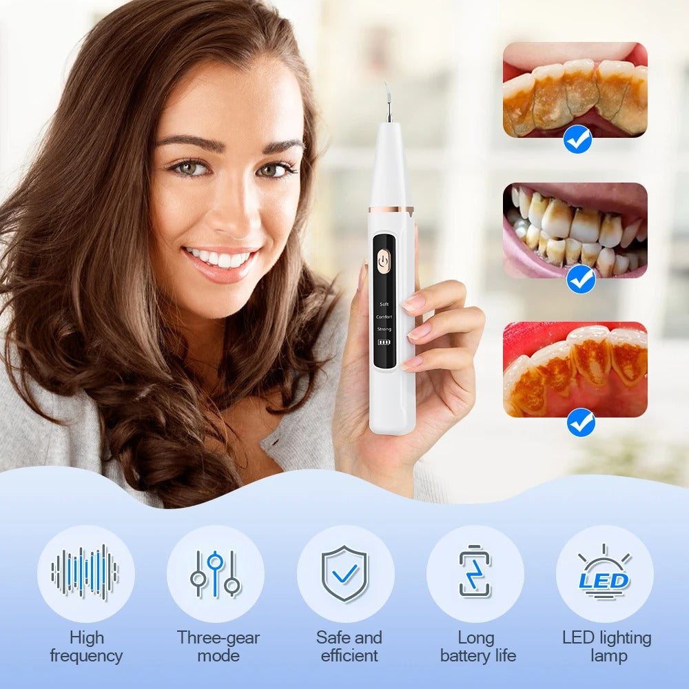 Electric Ultrasonic Dental Cleaner Teeth Whitening Calculus Removal Irrigator Teeth Plaque Stone Removal Tartar Eliminator