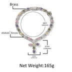 Colorful Flower Cuban Chain Full Paved Iced Out Bling Cubic Zirconia Cross Charms Baguette CZ Cuban Chain HipHop Jewelry