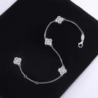 S925 Silver Four Leaf Grass Diamond Bracelet Full D Moissanite Adjustable Chain Wedding Engagement Party Women Birthday Gift