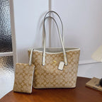 Large Capacity Printed Bucket Tote Bag Zipper Opening Single Shoulder Handbag Simple City Style For Travel Shopping