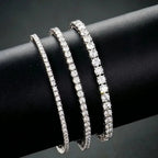 Junsun 3mm to 6.5mm D Color VVS1 Moissanite Tennis Bracelet for Women Men S925 Sterling Silver Fine Jewelry for Wife Husband