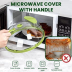 Microwave Splash Cover High Temperature Resistant Microwave Guard Lid Transparent Food Heating Cover with Steam Vent and Handle