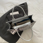 Luxury Elegant Women Tote Bag Embroid Bouquet Pattern PU Leather Tote Bag Letter Scarf Handbag for Commute Shopping