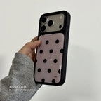 Korean Pink Background Polka Dots Black Border Drip Glue Phone Case For iPhone 17 Back Cover