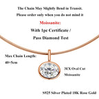 2/3/4CT Oval Cut D-Color VVS1 Solitaire Moissanite Pendant Necklace 1.5mm Solid Choker S925 Sterling Silver GRA Certified Pass Diamond Tester Luxury Fine Jewelry Wedding Party Anniversary Daily Gift For Women