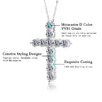 BLUEENCH Full Moissanite Cross Pendant Necklace Original 925 Sterling Sliver Chain Plated 18k White Gold Fine Necklace for Women
