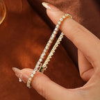 Rrjzz 3mm/4mm/5mm D-Color Full Moissanite Tennis Bracelet 16cm/17cm/18cm/19cm Eternal Charm Bracelets for Women Jewelry Gifts
