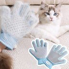 2-in-1 Pet Grooming Glove – Double-Sided Deshedding & Massage Brush for Cats/Dogs, Removes Loose Hair from Fur & Furniture, Ultra-Soft Easy-Clean Mitt（single glove）