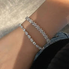 3*5mm Pear Cut All Moissanite Diamond Tennis Bracelet For Women S925 Silver Plated White Gold Waterdrop Shape Jewelry with GRA
