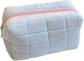 Soft Plush Quilted Cosmetic Bag Portable Zipper Makeup Organizer Cute Travel Toiletry Pouch for Women Girls