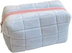 Soft Plush Quilted Cosmetic Bag Portable Zipper Makeup Organizer Cute Travel Toiletry Pouch for Women Girls