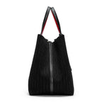 CHCH Tote Bag New Large Capacity Black Simple Knitted Shopping Bag 27*20*28cm