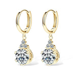 Sweetrain 1CT 2CT Moissanite Drop Earrings For Women Sparkling Lab Diamond 18K Gold Plated 925 Sterling Silver Dangle Earring