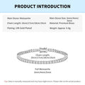 Rrjzz 3mm/4mm/5mm D-Color Full Moissanite Tennis Bracelet 16cm/17cm/18cm/19cm Eternal Charm Bracelets for Women Jewelry Gifts
