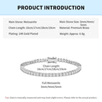 Rrjzz 3mm/4mm/5mm D-Color Full Moissanite Tennis Bracelet 16cm/17cm/18cm/19cm Eternal Charm Bracelets for Women Jewelry Gifts