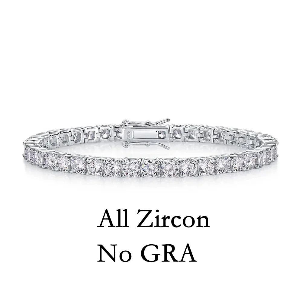 Junsun 3mm to 6.5mm D Color VVS1 Moissanite Tennis Bracelet for Women Men S925 Sterling Silver Fine Jewelry for Wife Husband