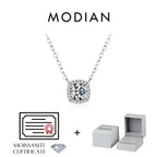 MODIAN Square & Round Halo Moissanite 925 Sterling Silver Pendant Necklace D Color VVS1 Lab Diamond Necklace For Women Jewelry