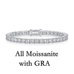 Junsun 3mm to 6.5mm D Color VVS1 Moissanite Tennis Bracelet for Women Men S925 Sterling Silver Fine Jewelry for Wife Husband