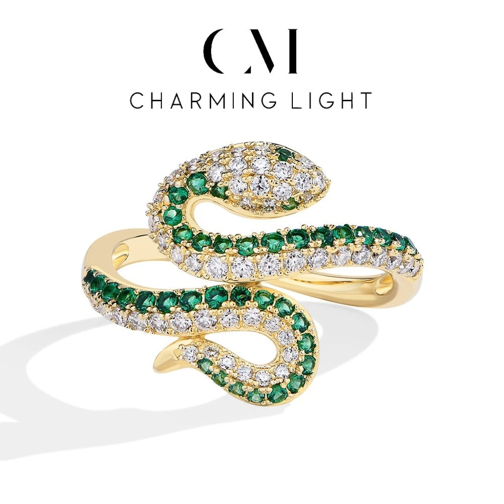CHARMING Original Snake Moissanite Rings Handmade Lab Diamond Open Ring S925 Silver Men Woman Party Fine Jewelry Gifts Wholesale