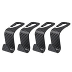 Universal Car Seat Headrest Hanger 4 Pack Carbon Fiber Pattern Back Seat Storage Hook Handbag Clothes Holder Vehicle Interior Pa