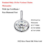 2/3/4CT Oval Cut D-Color VVS1 Solitaire Moissanite Pendant Necklace 1.5mm Solid Choker S925 Sterling Silver GRA Certified Pass Diamond Tester Luxury Fine Jewelry Wedding Party Anniversary Daily Gift For Women