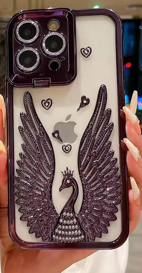 Luxury 3D Peacock Wings Rhinestone Phone Case