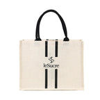 Custom Logo Natural Black Jute Bag Hessian Shopper Tote Bags With Strong Handles